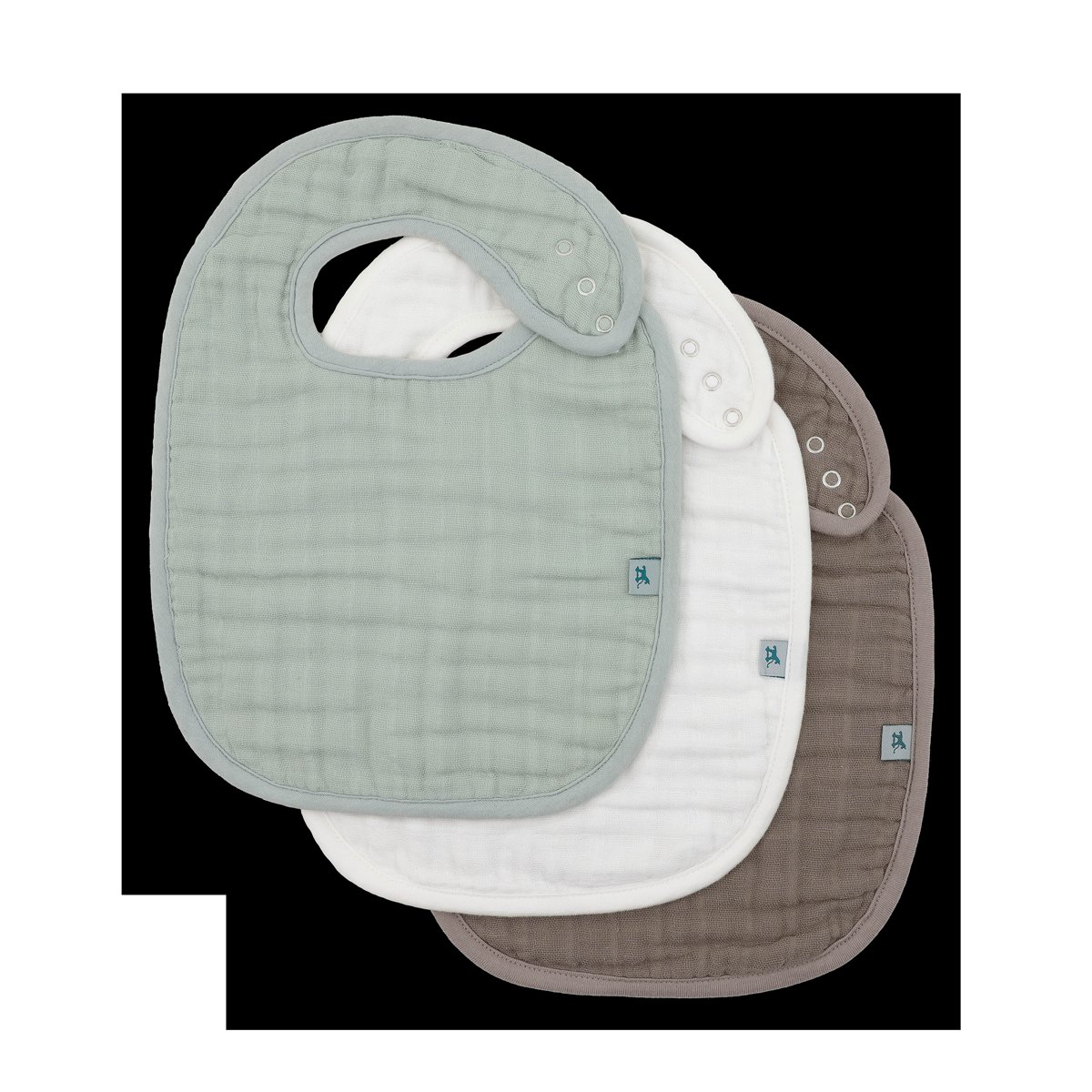 Organic Cotton Muslin Classic Bib 3 Pack - White Sage