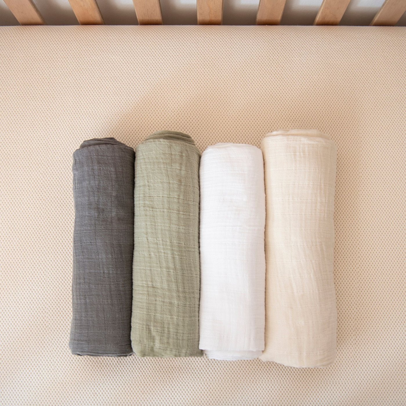 Breathable Organic Cotton Muslin Swaddle Blankets (4-Color Pack)