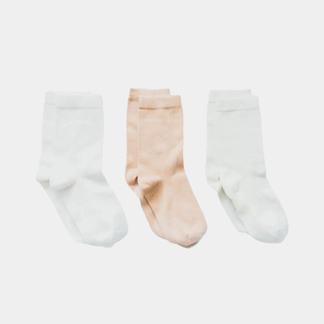 Natural (no dye) Kids' Socks - 98% Organic Cotton (3-pack)