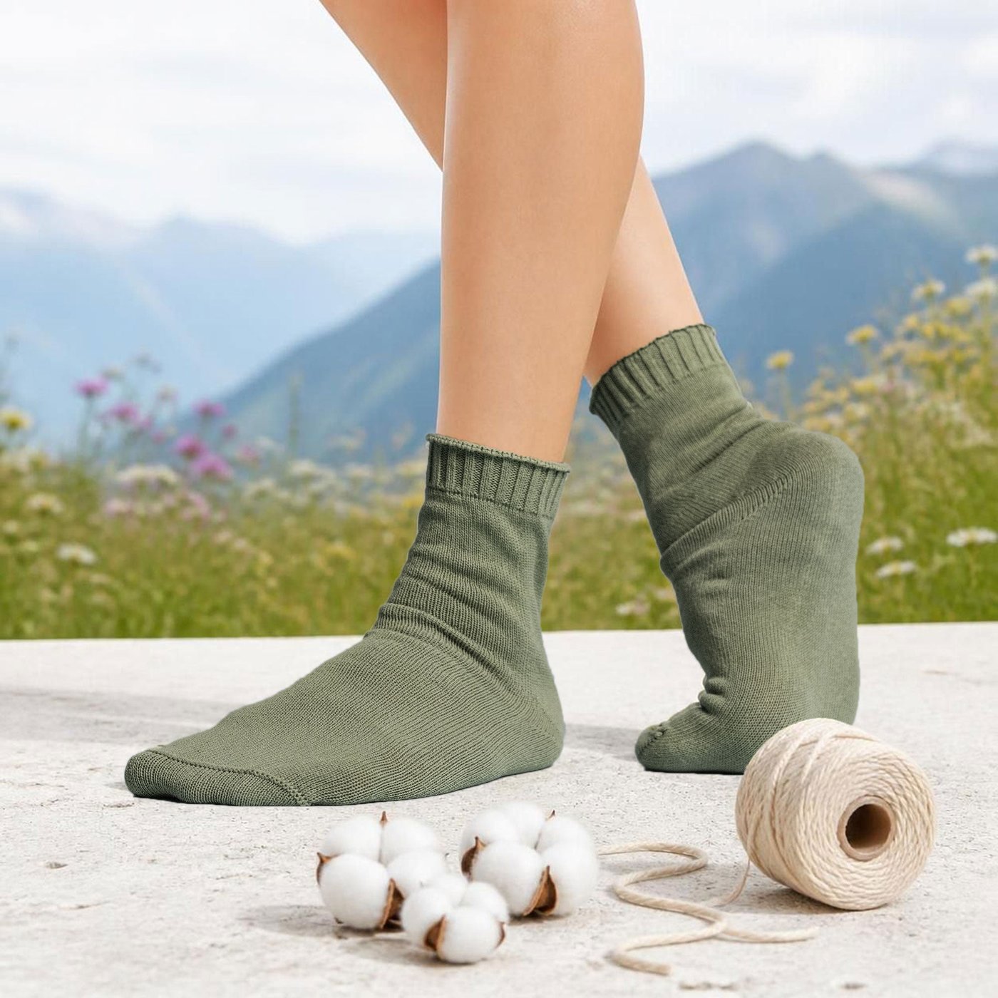 PUREMEADOW Elastic-free 2-Ply 100% Organic Cotton Socks